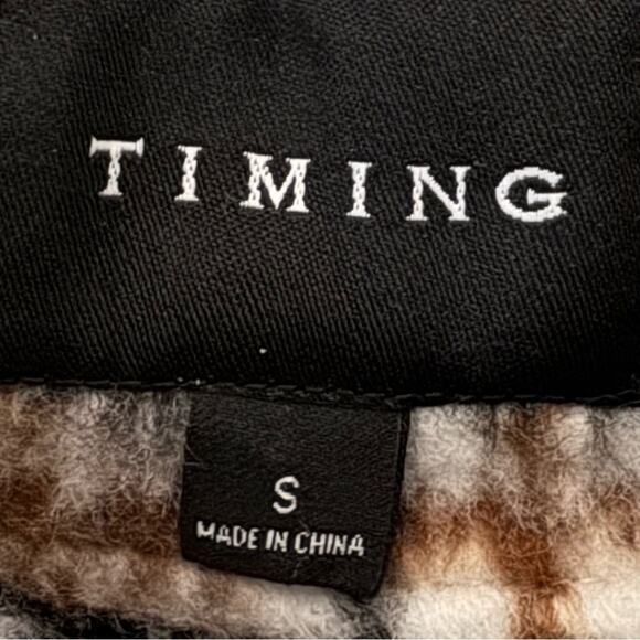 Timing brown white plaid heavy coat size small S
 b16 - Picture 2 of 5